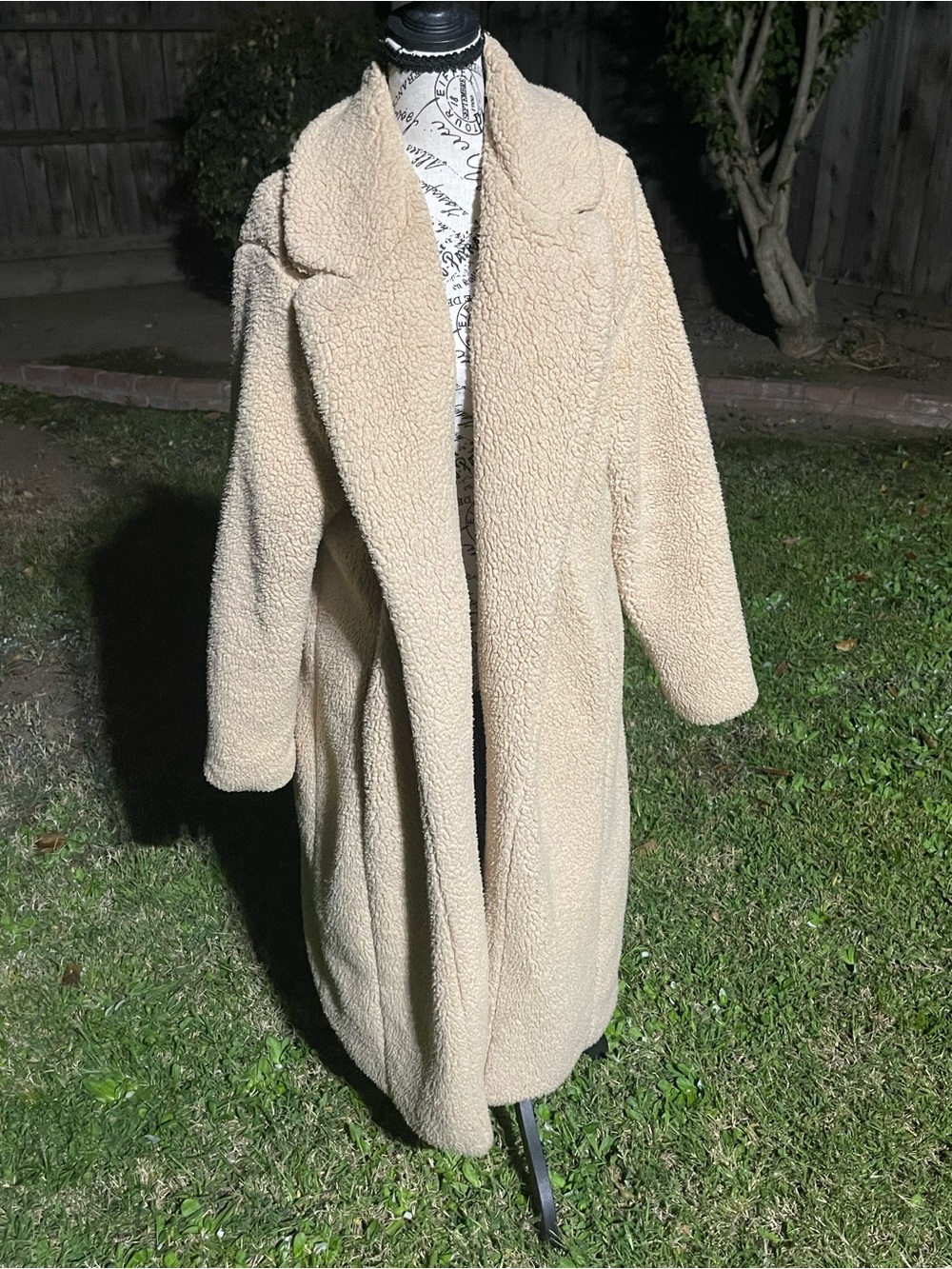 torrid Cream Teddy Long Coat with Wide Lapel